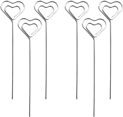 6-delige set metalen draad memoclips - hartvormig, notitiekaarthouder, fotostandaard - feest, bruiloft, taartdecoratie.