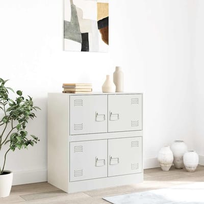 vidaXL - Dressoir - 67x39x73 - cm - staal - wit