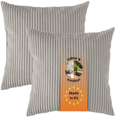 sleepling sierkussenset van 2 - 40x40 cm kussen – bankkussen van robuuste meubelstof - incl. hoes en vulling - als decoratiekussen, sierkussen of couchkussen - kussenset - Made in EU - 40 x 40 cm - cord - steengrijs