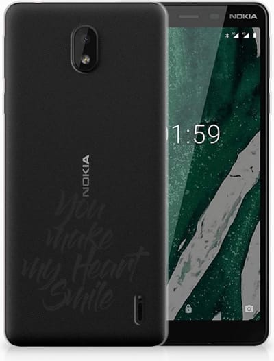Nokia 1 Plus Siliconen hoesje met naam Heart Smile