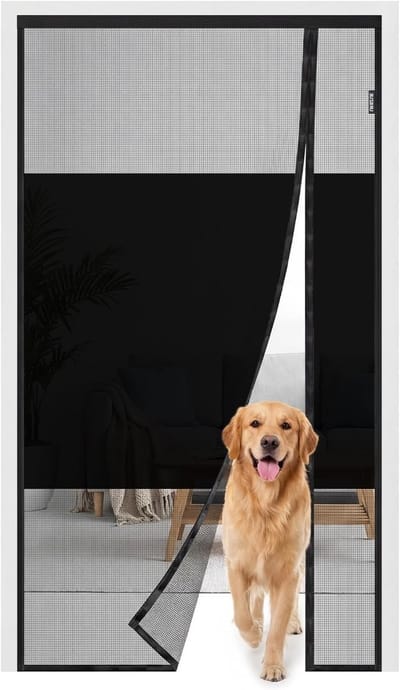 Zelfsluitend Anti-Tear Vliegenhor 90x210cm met Sterke Magneten - Makkelijk te Installeren, Ideaal voor Balkon, Terras en Woonkamer, Zwart