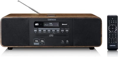 DAB+ Radio met CD/MP3 Speler, Bluetooth en Houten Behuizing