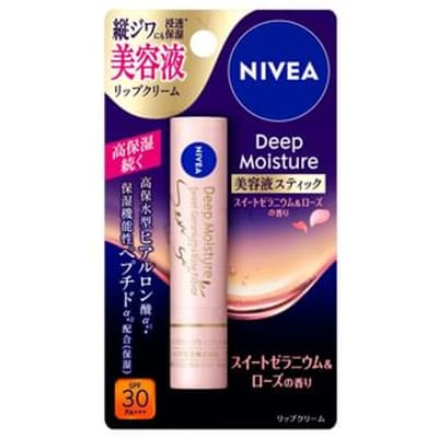 Nivea Japan - Deep Moisture Lip Serum Stick SPF 30 PA+++ Sweet Geranium & Rose Flavor 2.2g