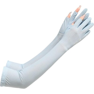 Zonnebrandhandschoenen voor Dames UV-bestendig Dunne IJsmouwen en IJszijde Zomer Rijden Elektrische Auto Vissen Lange Mouw Armbeschermer average size white