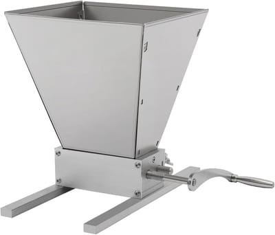 Roestvrijstalen Graanmolen - Moutmolen Voermolen - Thuis Brouwen Mouten - Verstelbare Moutmolen - 4 Liter Trechter - Zilver