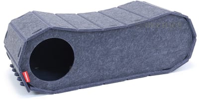 BioBedding – Kattenmand Tunnelvorm – Luxe Mand & Schuilplek – 70 cm Lang – 1 Ronde Ingang – Stevig & Isolerend Vilt