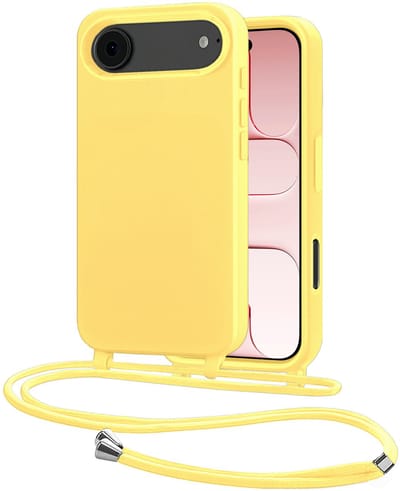 Hoes Geschikt voor iPhone Air Met Telefoonkoord - Siliconen Hoesje Backcover Met Ketting - Geel