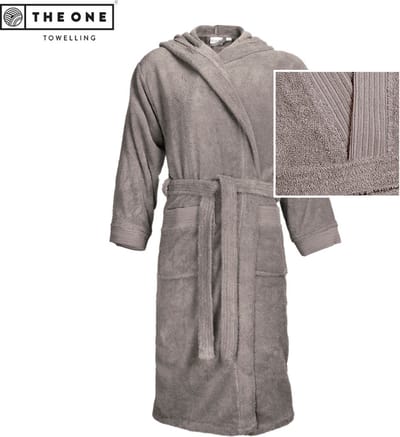 The One Towelling Badjas - Zachte kamerjas met capuchon - Vocht absorberend - 100% Gekamd badstofkatoen - S/M - Taupe