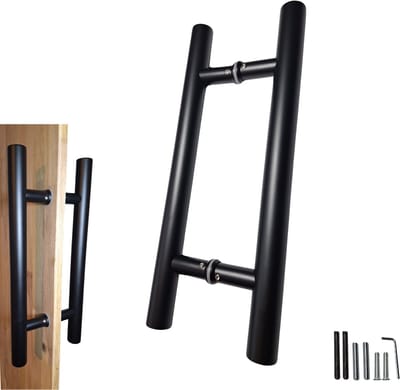Hoexs Deurgrepen Zwart – 40 cm - Set van 2 – Hartafstand 25 cm – RVS - Inclusief Bevestigingsmateriaal