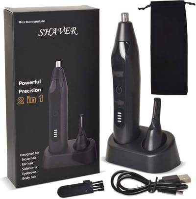 2-in-1 Neushaar- en Wenkbrauwtrimmer - Professionele Oplaadbare Trimmer voor Mannen en Vrouwen