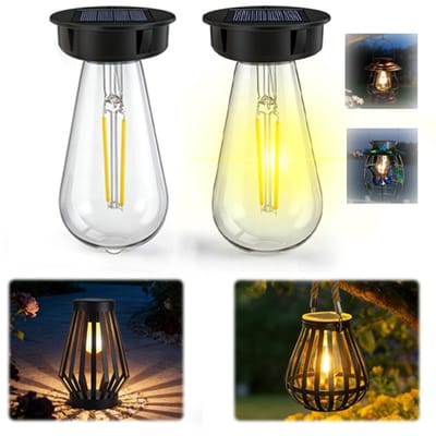 VHV - Solarlamp vervangingsunit - Solar deksel voor lantaarn - Vervangende lampkoppen - Set van 2 - Waterdicht - Met LED - Voor buiten lantaarns - Tuindecoratie - 7 cm - Zwart