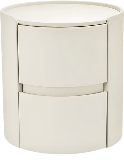 Rond nachtkastje - Bijzettafel - Voor thuis, kantoor of slaapkamer - Modern, met 2 laden - Massief hout - Wit