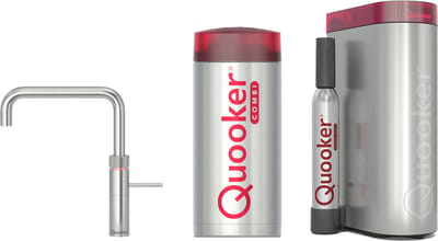 Quooker - Fusion - square met COMBI boiler en CUBE reservoir 5-in-1 kokend water kraan RVS