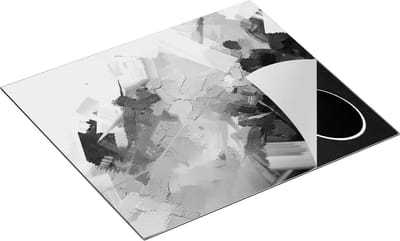 Chefcare Inductie Beschermer Abstracte Kunst - Zwart Wit - 60x50 cm - Afdekplaat Inductie - Kookplaat Beschermer - Inductie Mat