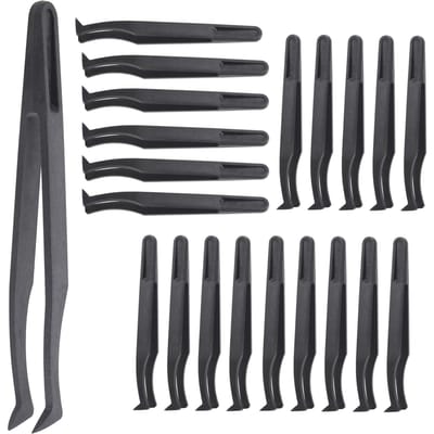 20 Stuks Antistatische Pincetten Koolstofvezel voor Horloge Telefoon Elektronische Circuit Reparatie 93306 black