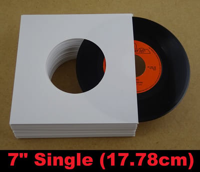100 Stuks Single binnenhoezen (18cm, 7") wit papier (80gr papier, GOEDE KWALITEIT) - hoezen singles, inner sleeves, binnenhoes, platenhoezen, hoesjes, vinyl platen, 45t, 7 inch