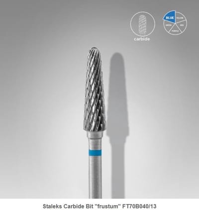 Staleks Carbide Bit Frustum Gelpolish, Gel of Biab, Blauw, FT70B040/13, 4 mm, Bitjes, Frezen, nagels, manicure, verzorging, Caramdia