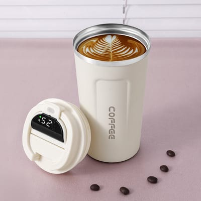 Koffiemok met Temperatuurdisplay 380 ml - Wit