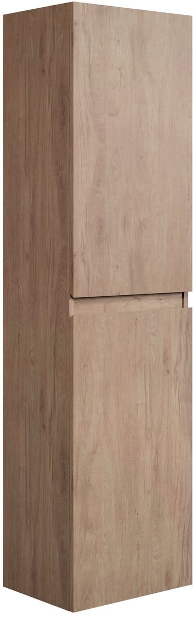 Badplaats Badkamerkast Angela 40 x 30 x 150 cm – Kastanje Eiken – Hangende Kolomkast met 2 Deuren