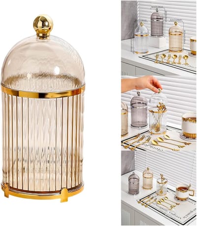 Daity 1 stuk koffielepelhouder - dessertvorkhouder - vorkorganizer voor thuis - opbergdoos voor op het aanrecht - modern bestekrek - bestekorganizer voor in de keuken (bruin)