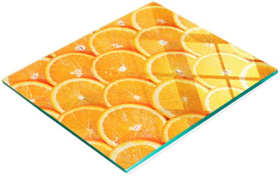 Duurzaam en stijlvol glazen snijplank met sinaasappelschijfjespatroon 60x52 cm