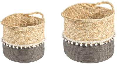 Plantenmanden YUMI, set van 2 – naturel/grijs