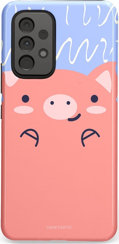 Casetastic hoesje geschikt voor Samsung Galaxy A53 (2022) 5G - Dubbellaagse bescherming - Knuffel van varken - Fashion Case - Koraal Lichtblauw