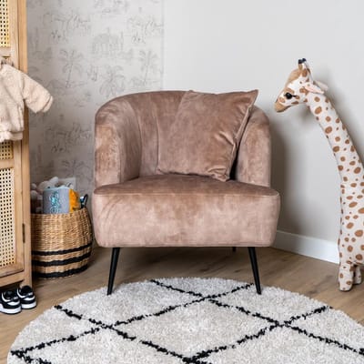 Bronx71® Stoel babykamer velvet Billy taupe