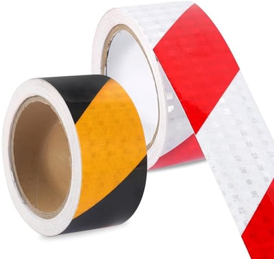 Reflecterende Zelfklevende Tape Geel Zwart en Rood Wit 20m x 5cm Waterdicht voor Voertuigen en Buitengebruik