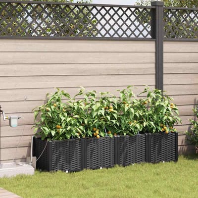 vidaXL - Plantenbak - 4 - st - Zwart - 160 - x - 40 - x - 37,5 - cm - PP
