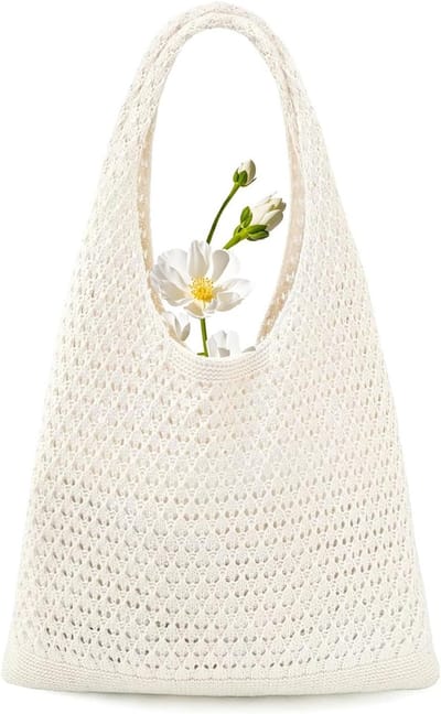 Katoenen Gehaakte Strandtas voor Vrouwen, Ideaal voor Strandvakanties, Markten en Zomeruitstapjes, Perfect voor Reizen en Dagelijks Gebruik