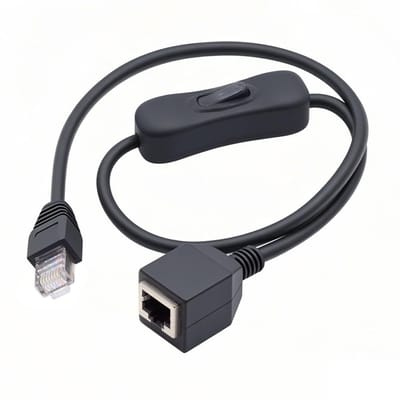 Allecto - Rj45 Switch Extensie Kabel - Cat6 Kabel - 0.6M met Aan/Uit