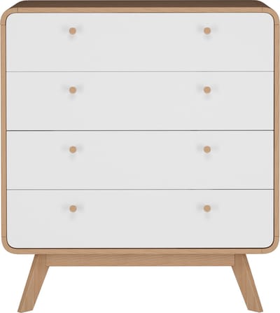 Cassie-Commode - 4-laden - Wit Eikenlook