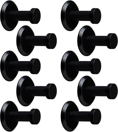 10 stuks SOTECH kapstokhaken Talea RVS zwart gepoederlakt lengte: 33 mm incl. plaatje en bevestigingsset