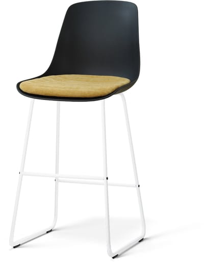 Nolon Nino-Liv barkruk zwart met warm oker Zitkussen - wit onderstel - 75 cm