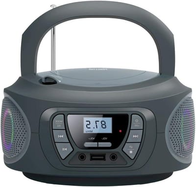 Radio CD Speler - Boombox Draagbaar - Muziek Luisteren - Met Bluetooth Functie - 4W RMS - Grijs