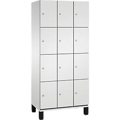 C+P Cambio lockerkast, 3 vakken, 12 vakken, op poten, B 900 x D 525 x H 1980 mm, lichtgrijs
