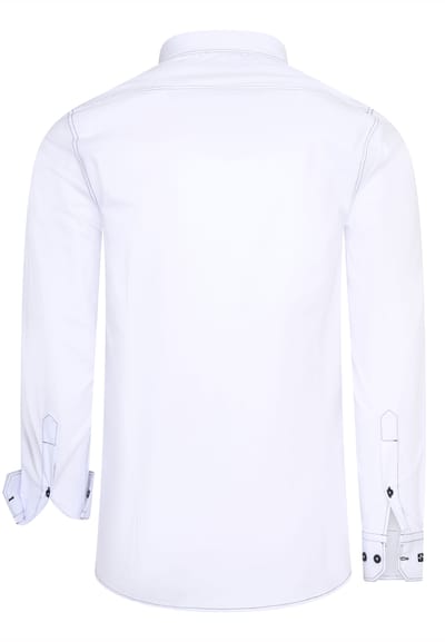 Slim fit overhemd met lange mouwen en contrasterende stiksels