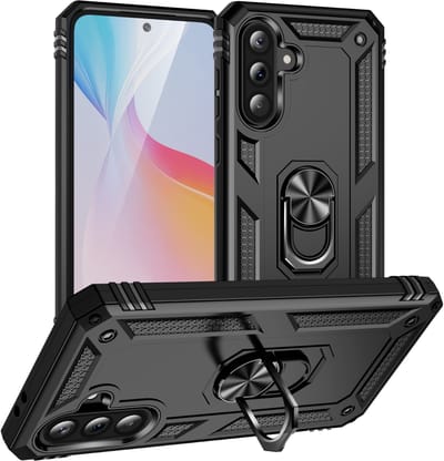 Coverup Hoesje - Geschikt voor Samsung Galaxy A37 Hoesje - Coverup Armor Ring Kickstand Back Cover - Zwart