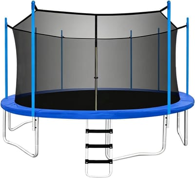 Trampoline veiligheidsnet - Vervangend net - Buiten spelen - Versterkte drievoudige stiksels - 12 of 14 voet - Zwart
