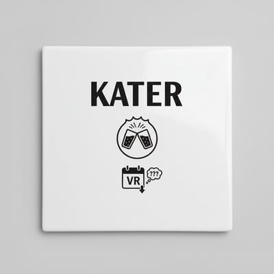 Grappige Kater Decoratie Tegel “Kater” – Minimalistische Drink Humor Wand- & Woondecoratie – 15 x 15 cm Keramische Tegel