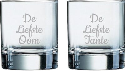 Gegraveerde Whiskeyglas 20cl De Liefste Tante-De Liefste Oom