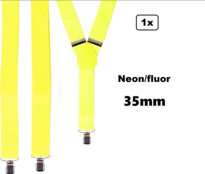 Bretel neon/fluor geel - 35mm breed - Themafeest party fluor neon festival party carnaval feest