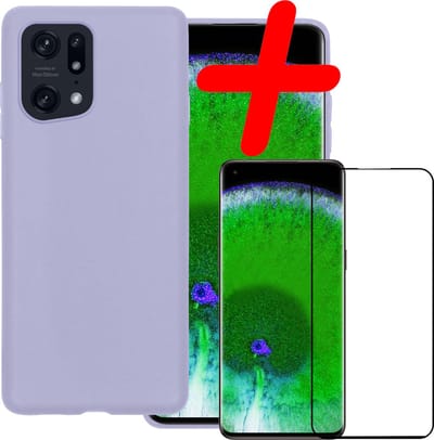Hoesje Met Screenprotector - Geschikt voor OPPO Find X5 - Sterk & Shockproof - Back Cover - Siliconen Case - Telefoon Hoes - Lila