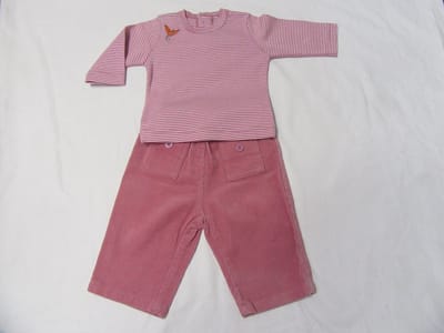 petit bateau , kledingset , meijse, lange broek + tshirt lange mouw , rose , 3 maand 60