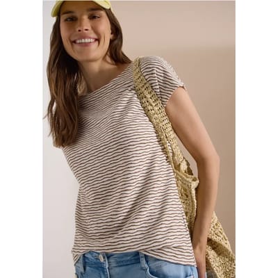 Shirt met boothals en strepen