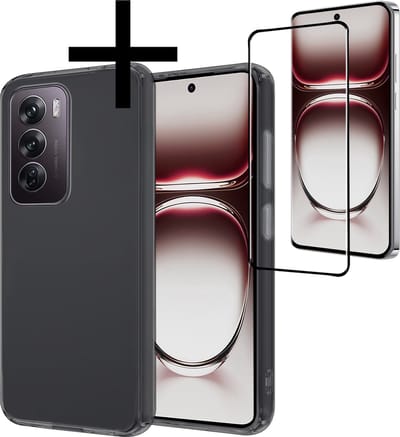 Hoesje - Met Screenprotector - Geschikt voor OPPO Reno 12 - Sterk & Shockproof - Back Cover - Siliconen Case - Telefoon Hoes - Transparant