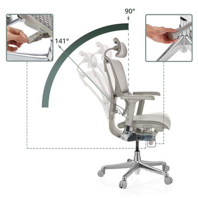 Bureaustoel / Directiestoel ERGOHUMAN SLIM G GEN2 Netstof lichtgrijs hjh OFFICE