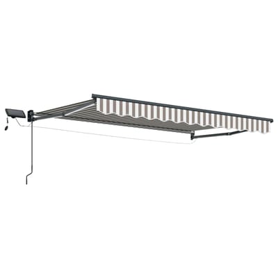 vidaXL - Handbediende - luifel - met - LED's - Lichtgrijs - en - wit