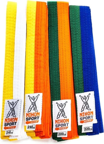 Tweekleurige judo- en karateband Nihon | stevige kwaliteit | Groen / Blauw (Maat: 220)
